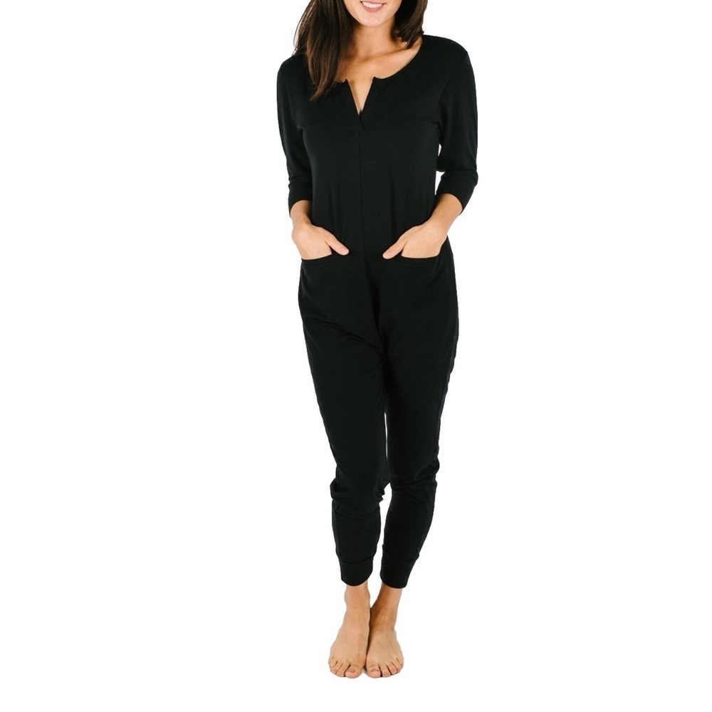 Smash + Tess Women’s Medium Black Monday Romper in Midnight One Piece 3/4 Sleeve